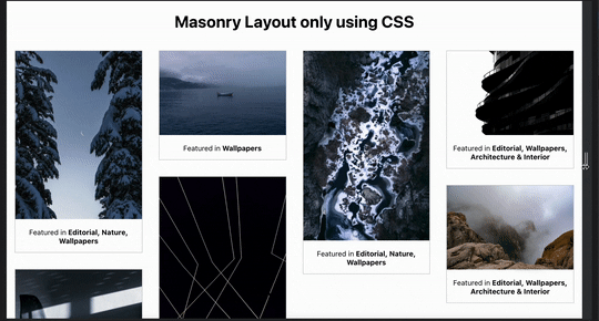 Masonry layout using css