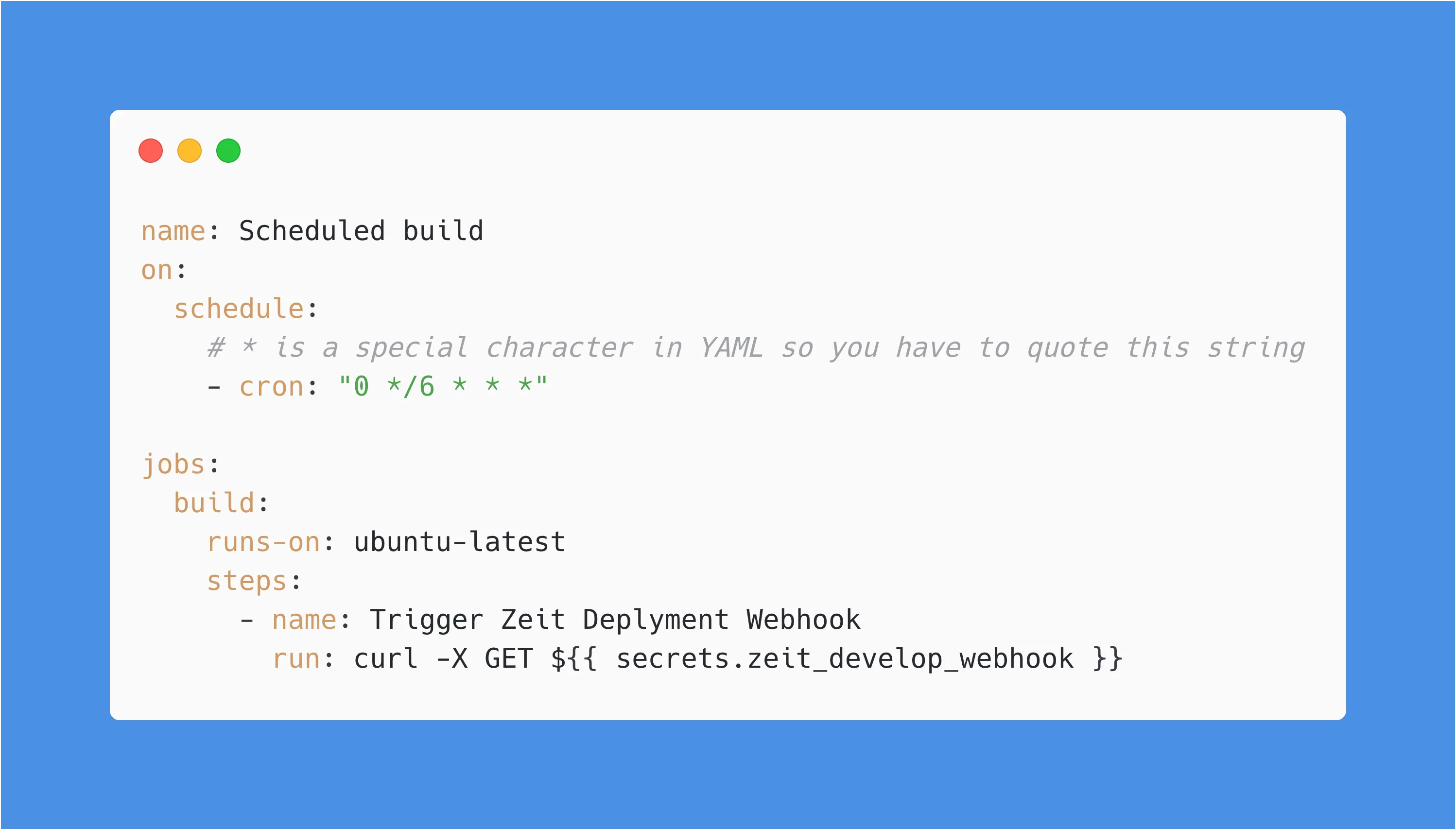 Code snippet of the workflow