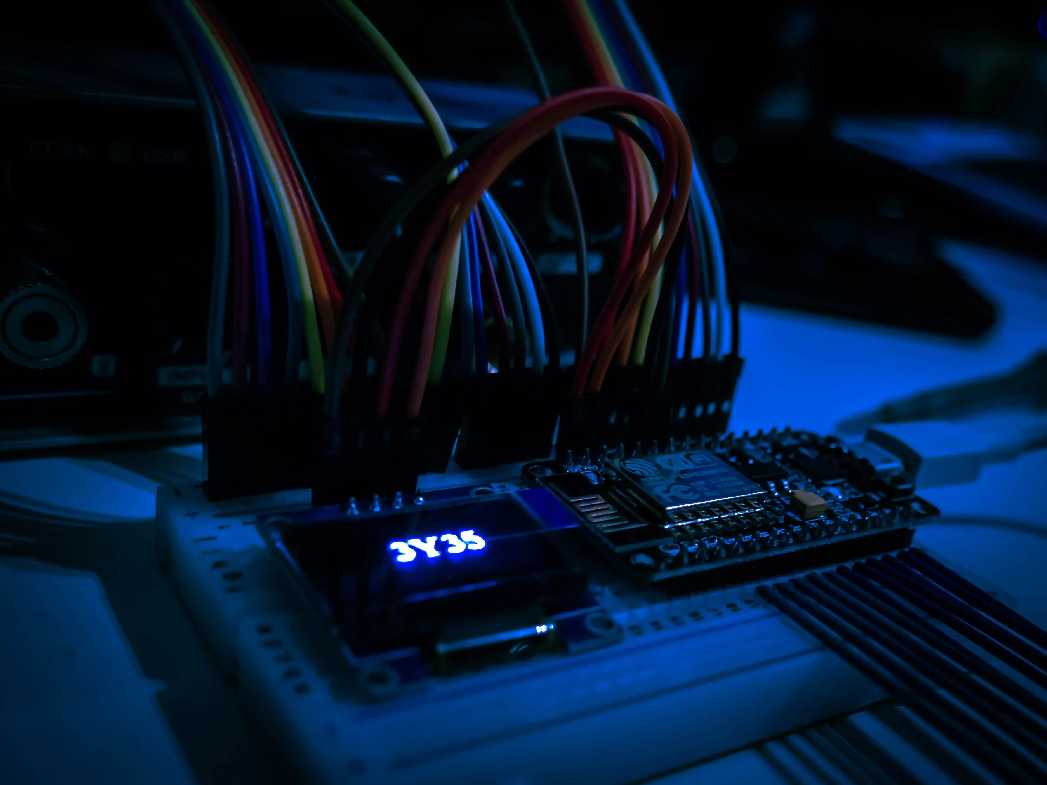 NodeMCU connected to breadboard